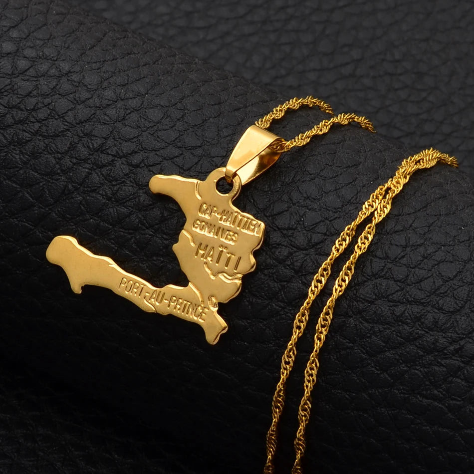 Haiti Map Necklace Pendants