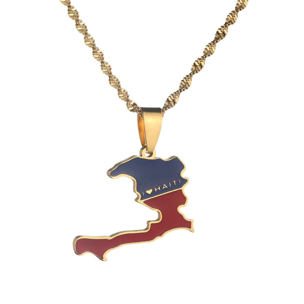Republic of Haiti Map Necklace