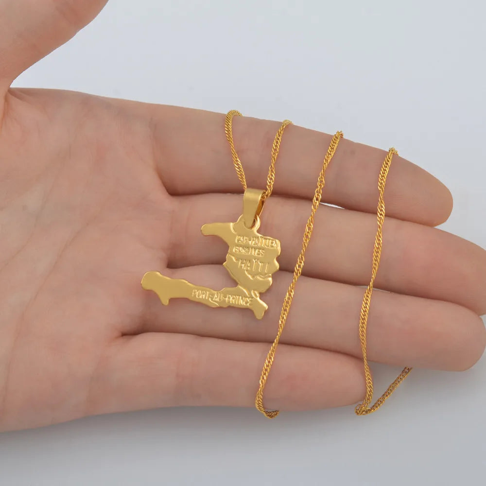 Haiti Map Necklace Pendants