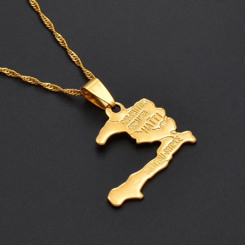 Haiti Map Necklace Pendants