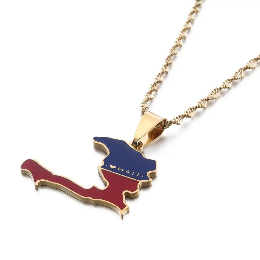 Republic of Haiti Map Necklace