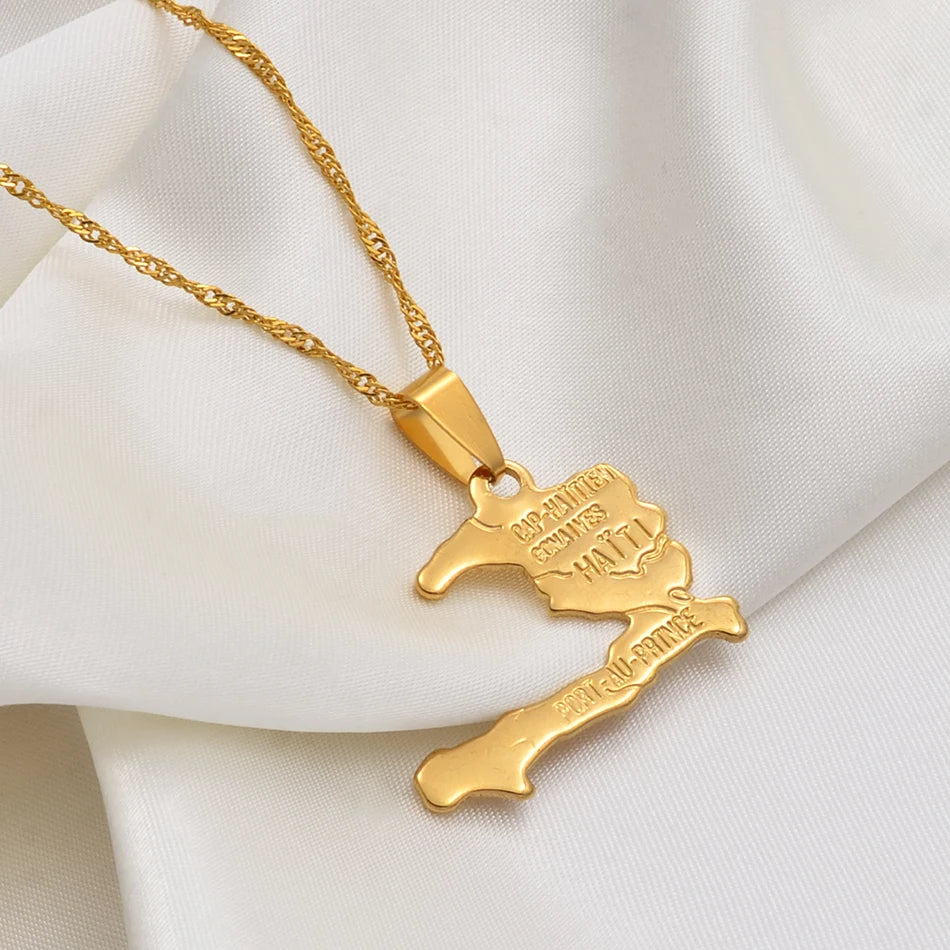 Haiti Map Necklace Pendants