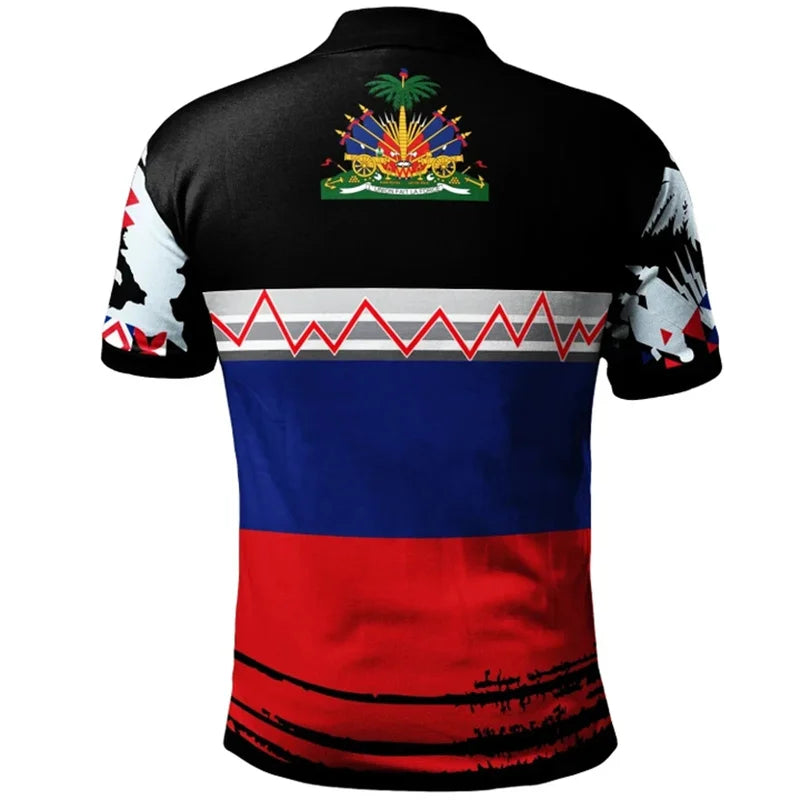 Haiti Flag Polo Shirt For Men