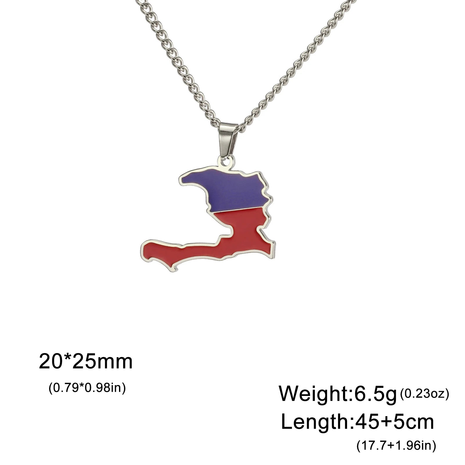 Haiti Map Color  Necklace Women/ Men