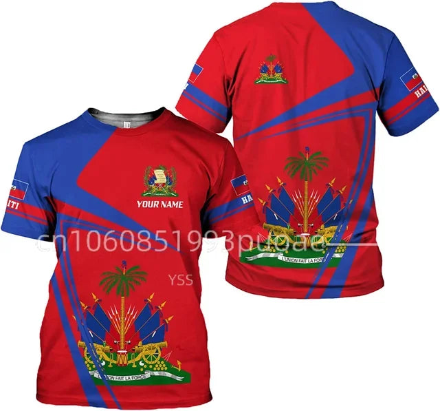 Unisex Haiti National Flag T-shirt  3D print with Custom Name