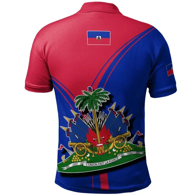 Haiti Flag Polo Shirt For Men