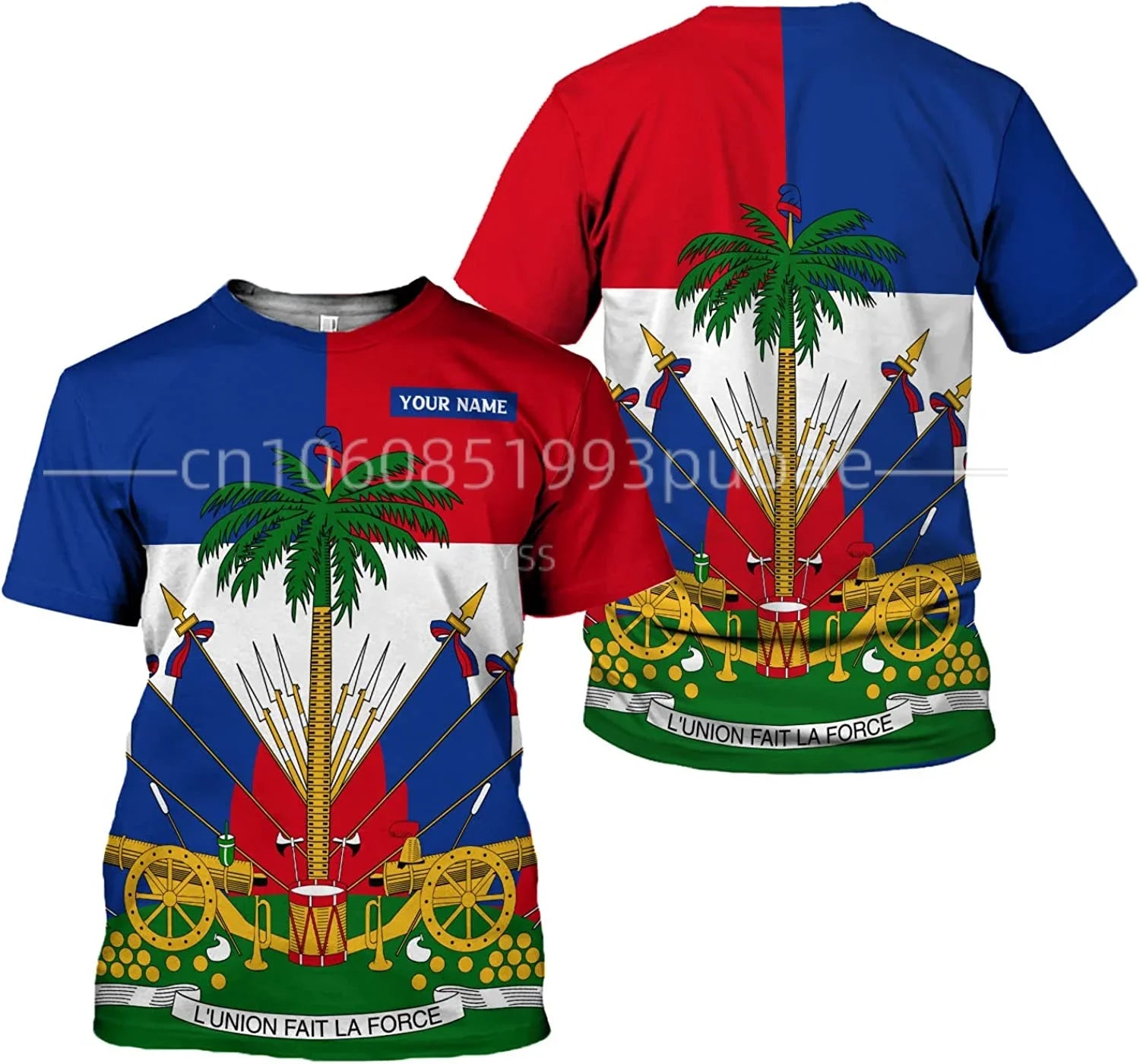Unisex Haiti National Flag T-shirt  3D print with Custom Name