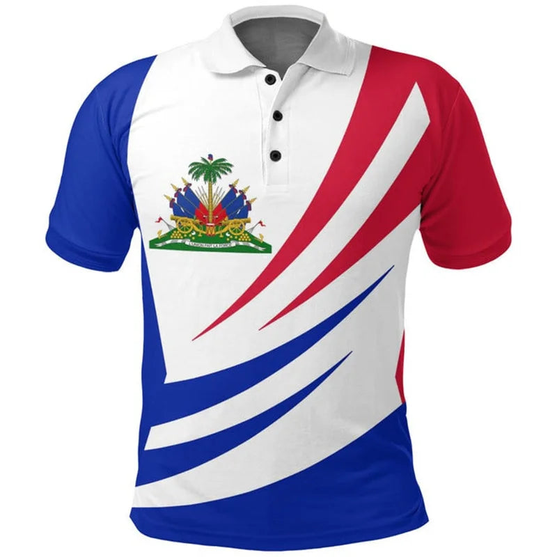 Haiti Flag Polo Shirt For Men