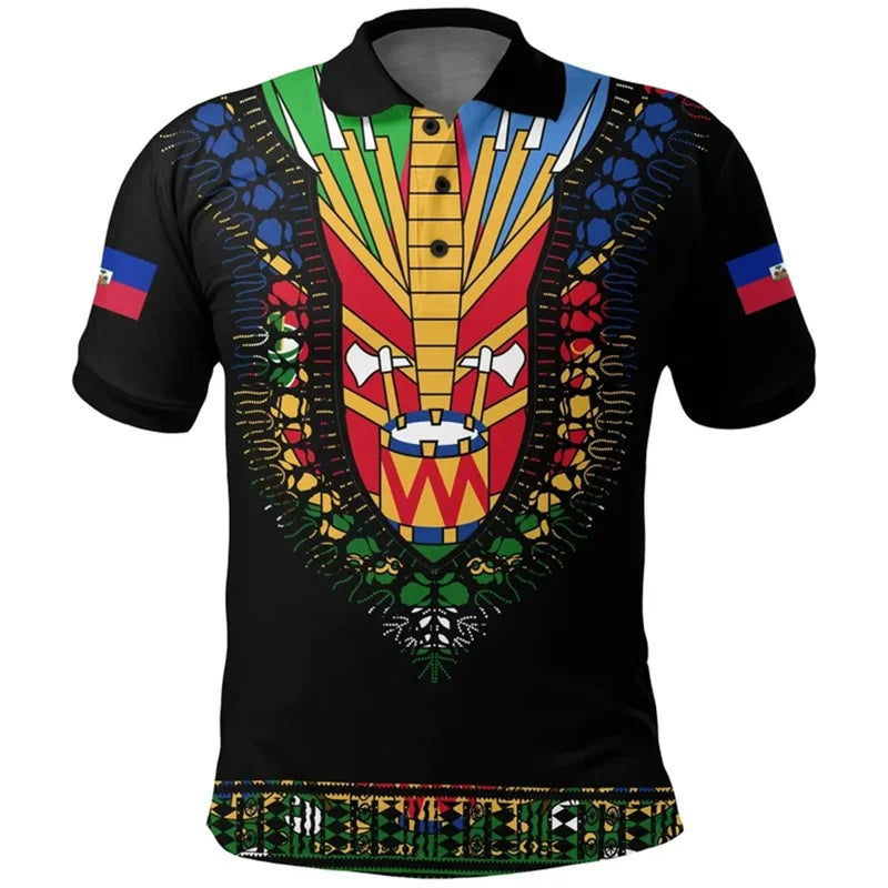 Haiti Flag Polo Shirt For Men