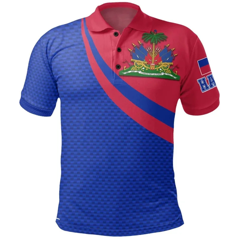 Haiti Flag Polo Shirt For Men