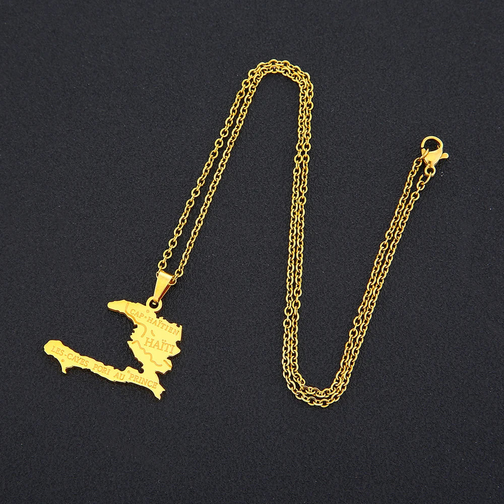 Haiti Map Necklace Unisex