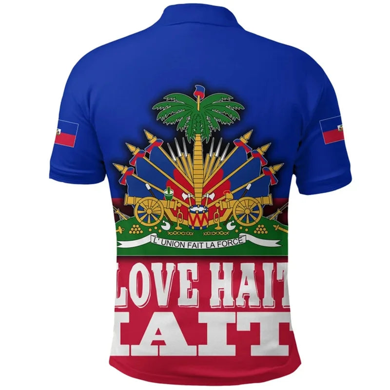 Haiti Flag Polo Shirt For Men
