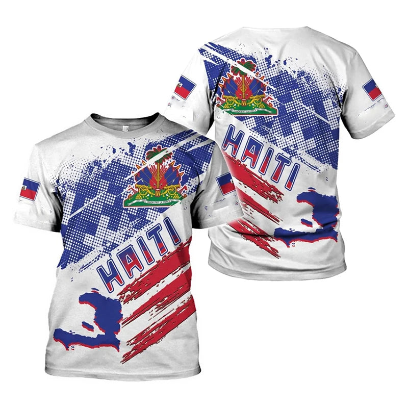 Unisex Haiti Flag Day Short Sleeve T-shirt O-neck