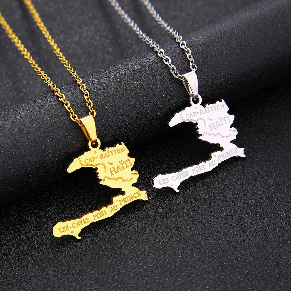 Haiti Map Necklace Unisex