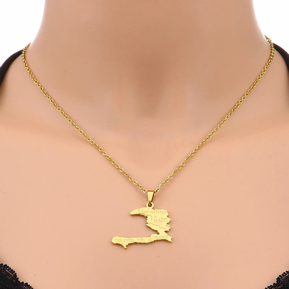 Haiti Map Necklace Unisex