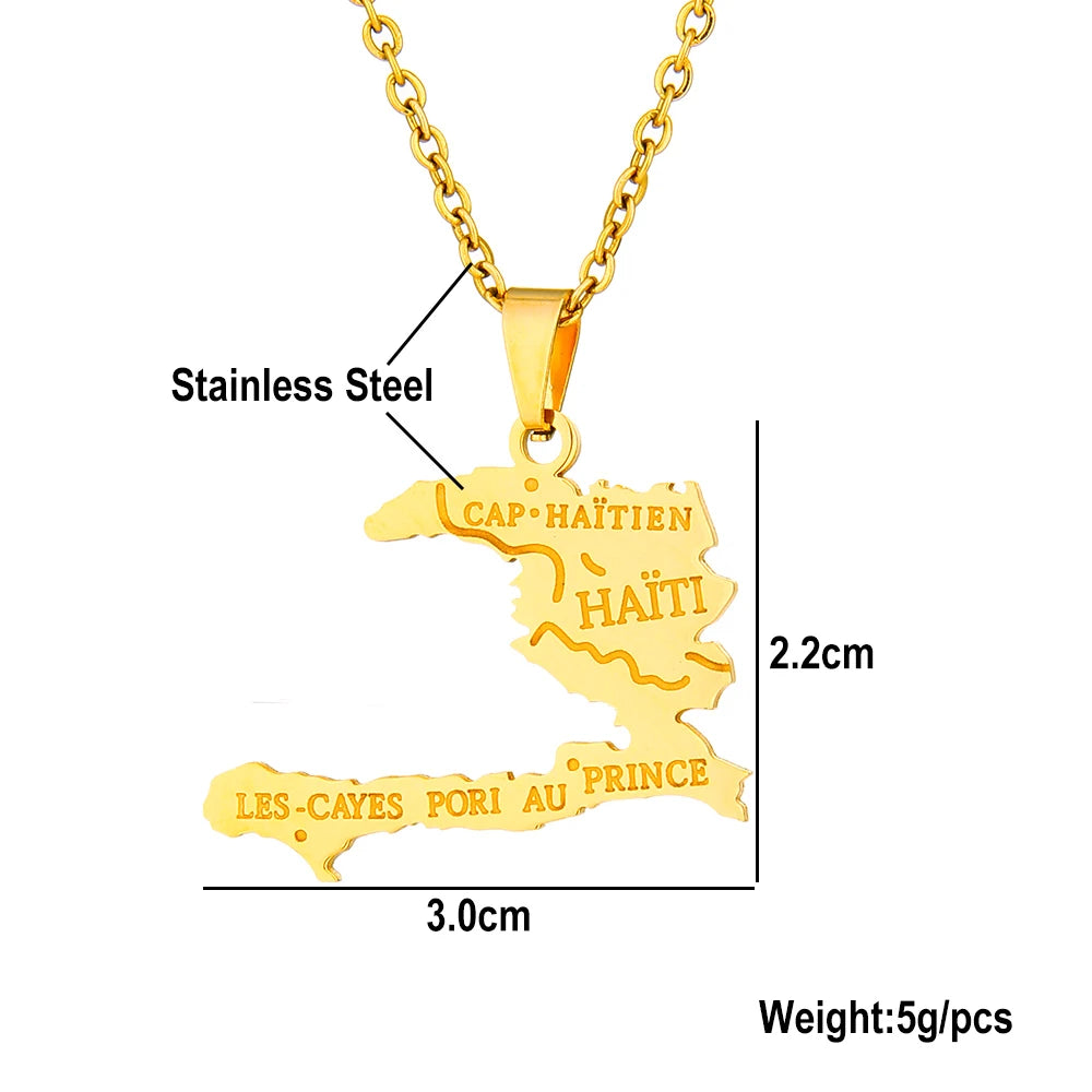 Haiti Map Necklace Unisex