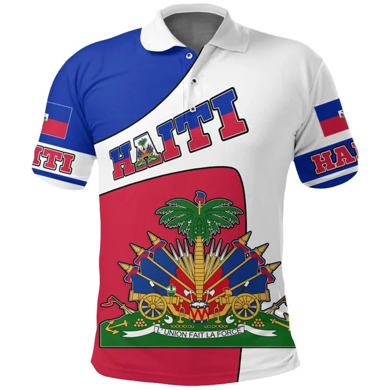 Haiti Flag Polo Shirt For Men