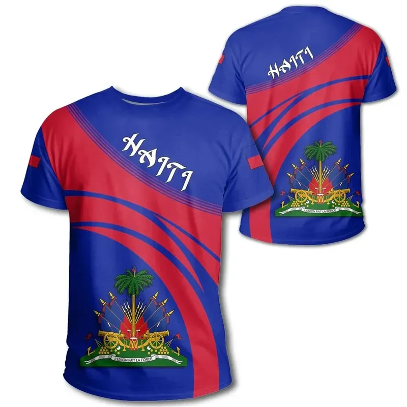 Haiti Flag Pattern T Shirt