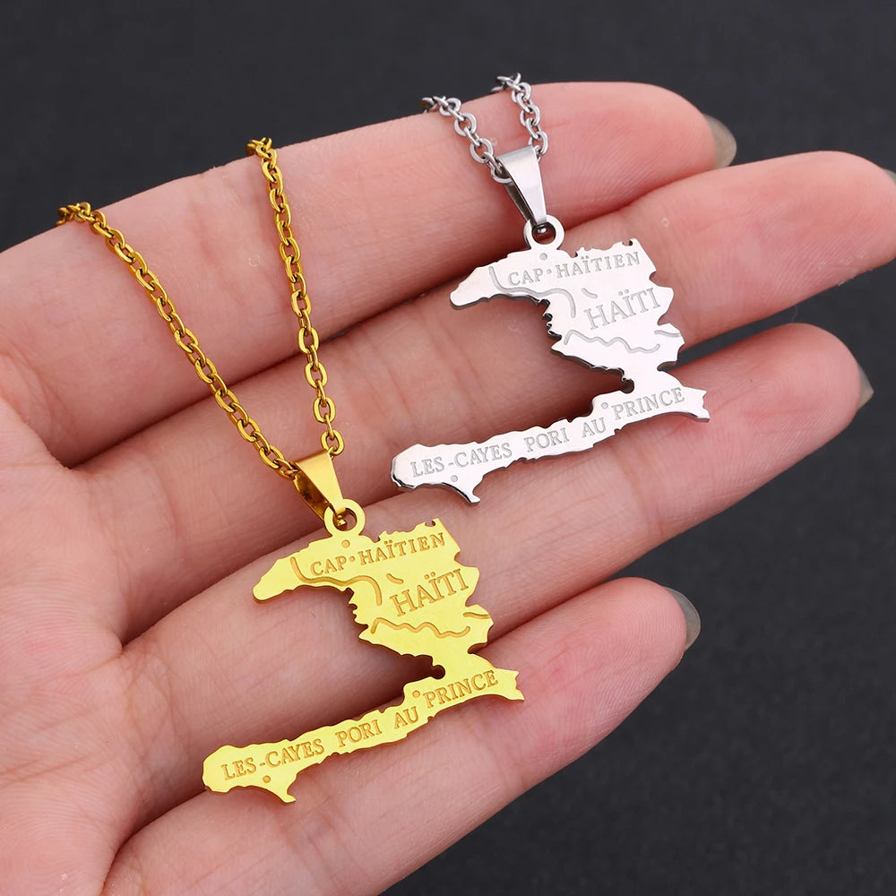 Haiti Map Necklace Unisex