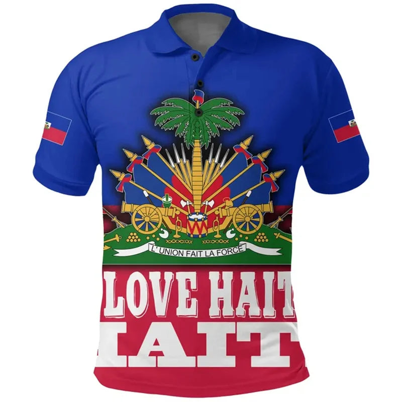 Haiti Flag Polo Shirt For Men
