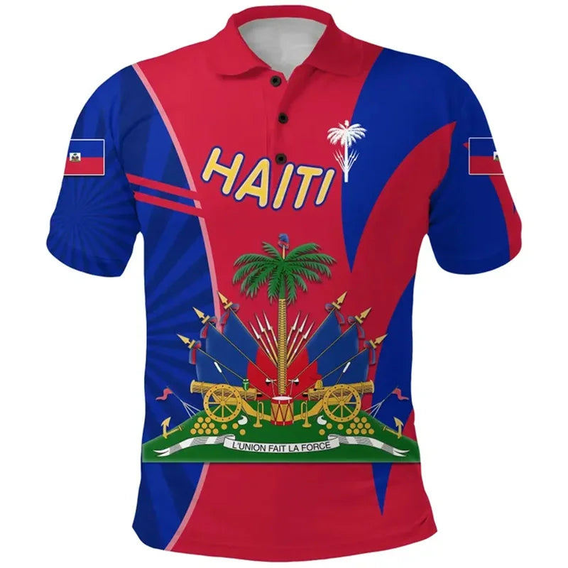 Haiti Flag Polo Shirt For Men