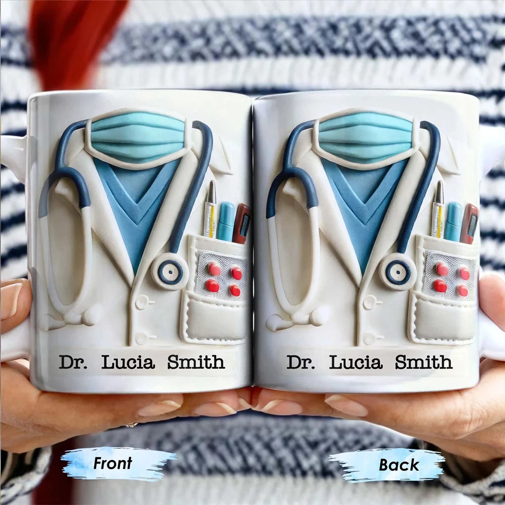 12oz Ceramic Mug for Doctors Nurses - Custom Name