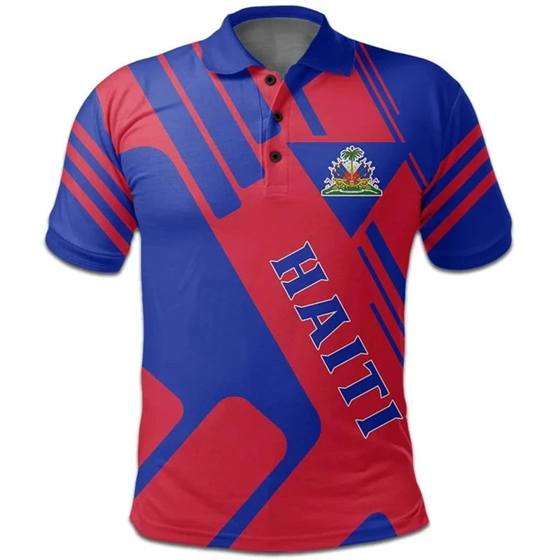 Unisex Haiti Flag Polo Shirts