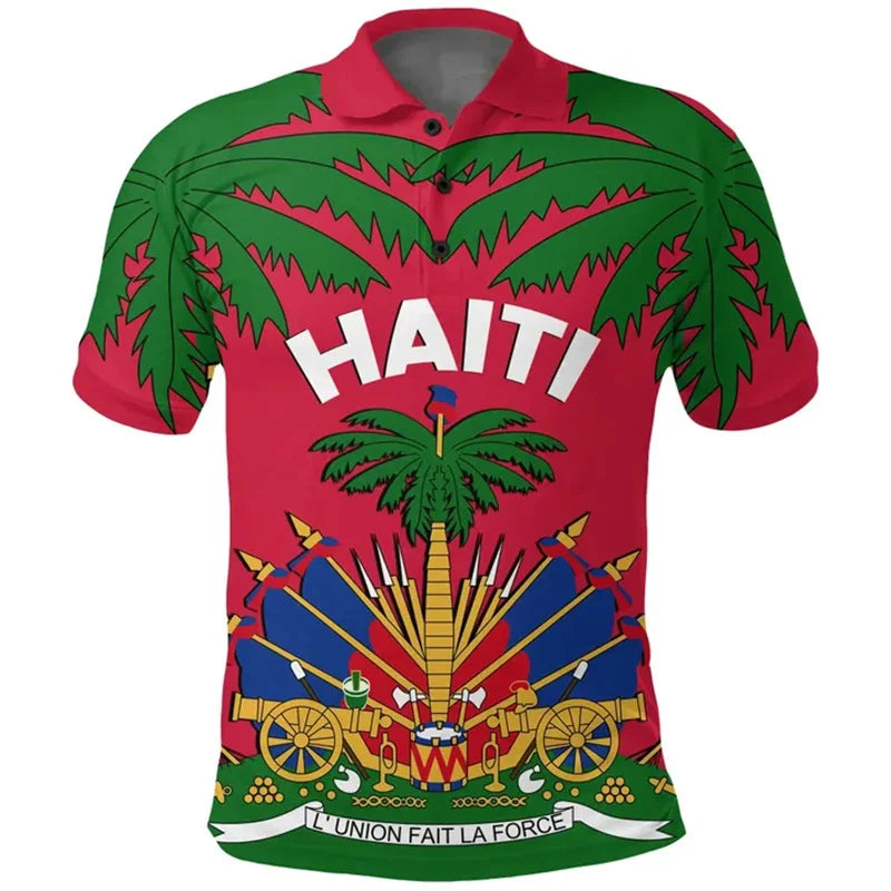 Haiti Flag Polo Shirt For Men