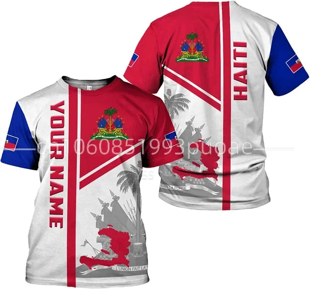 Unisex Haiti National Flag T-shirt  3D print with Custom Name