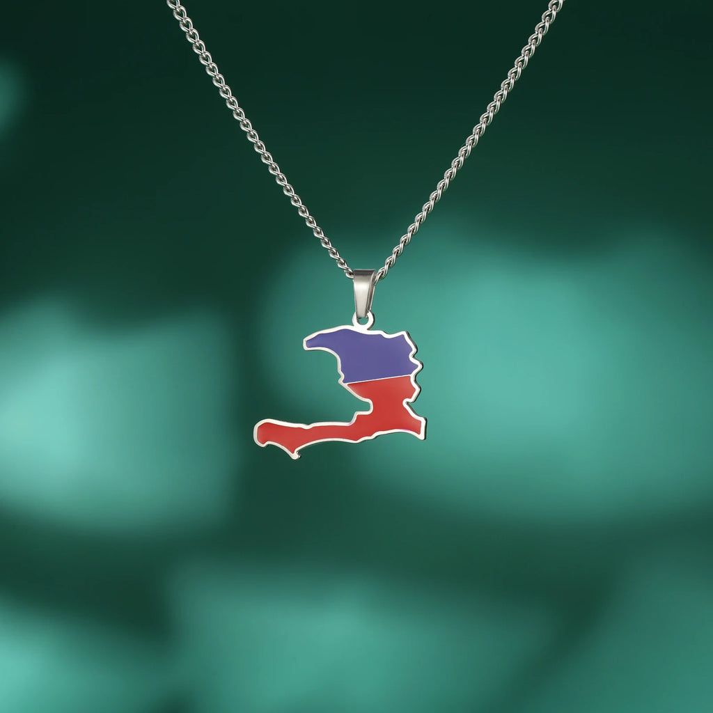 Haiti Map Color  Necklace Women/ Men