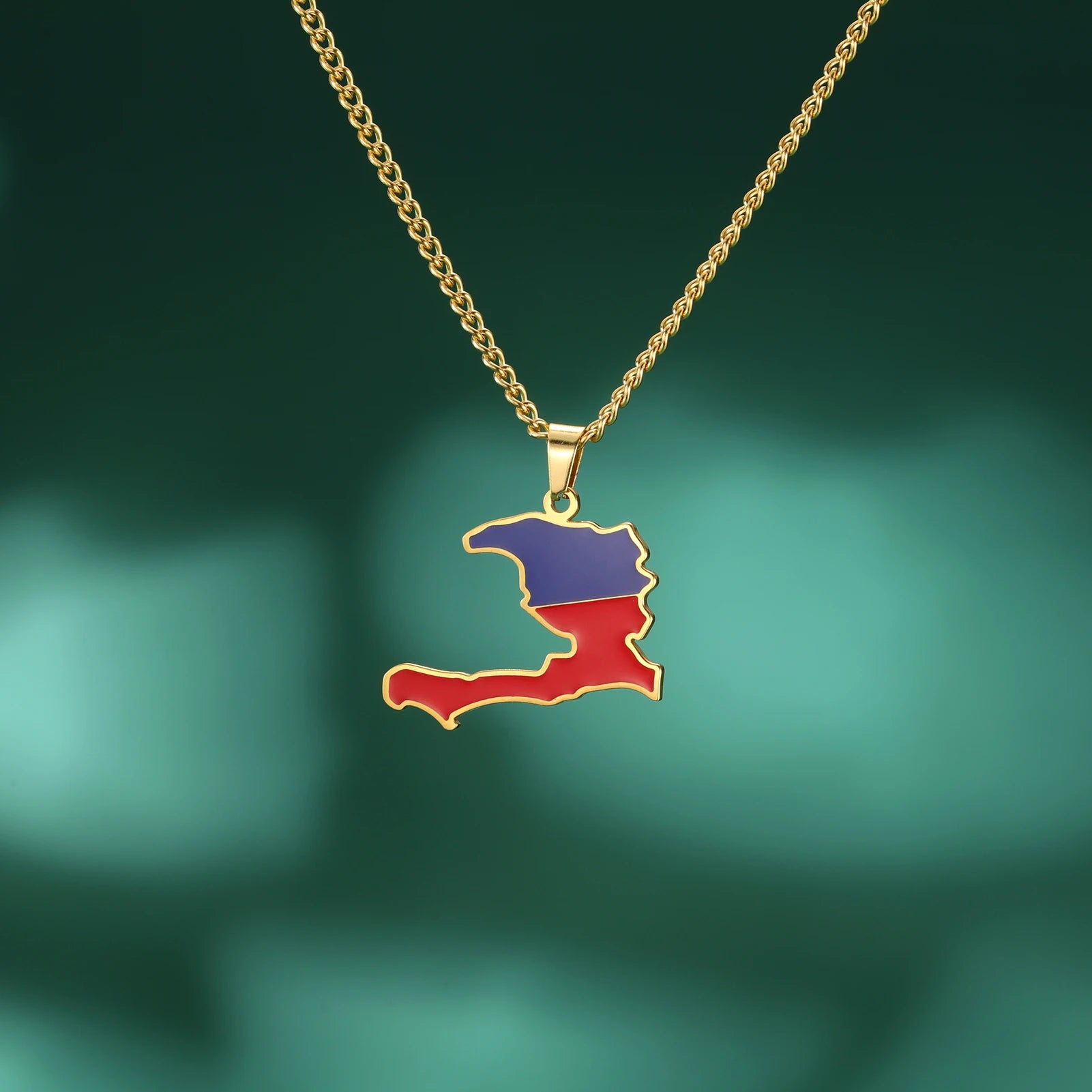 Haiti Map Color  Necklace Women/ Men