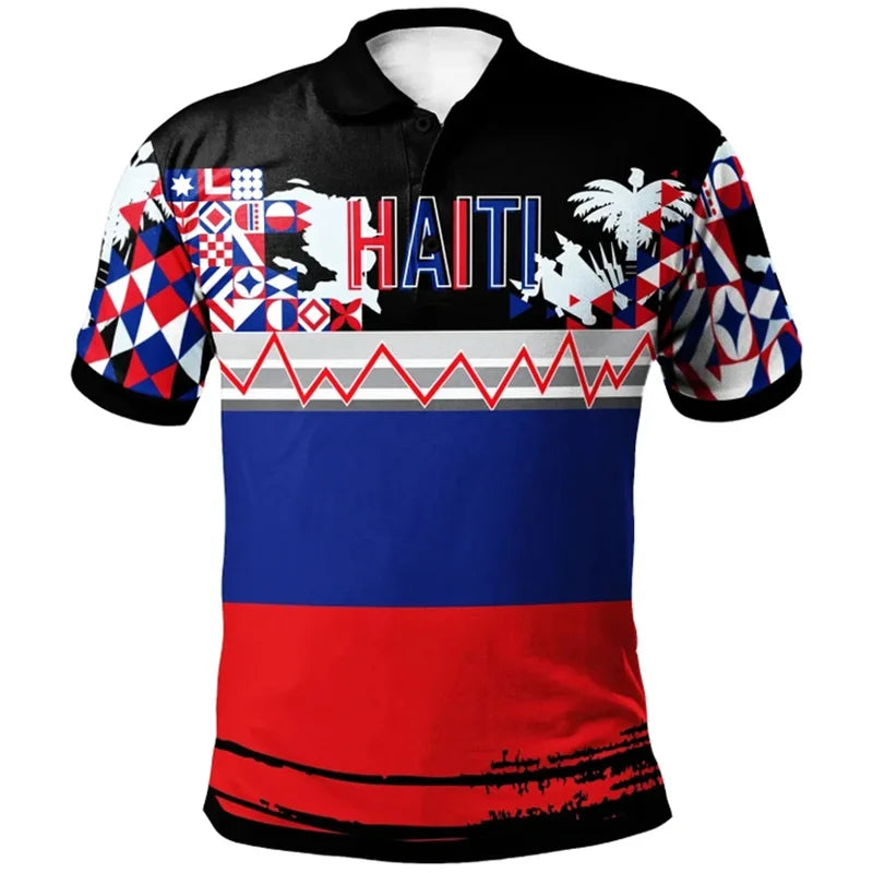 Haiti Flag Polo Shirt For Men