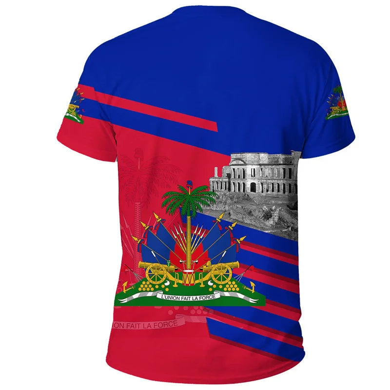 Haiti Flag Pattern T Shirt