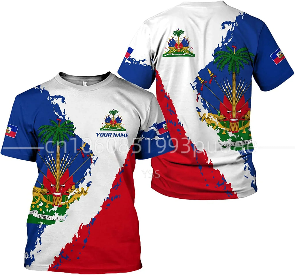 Unisex Haiti National Flag T-shirt  3D print with Custom Name