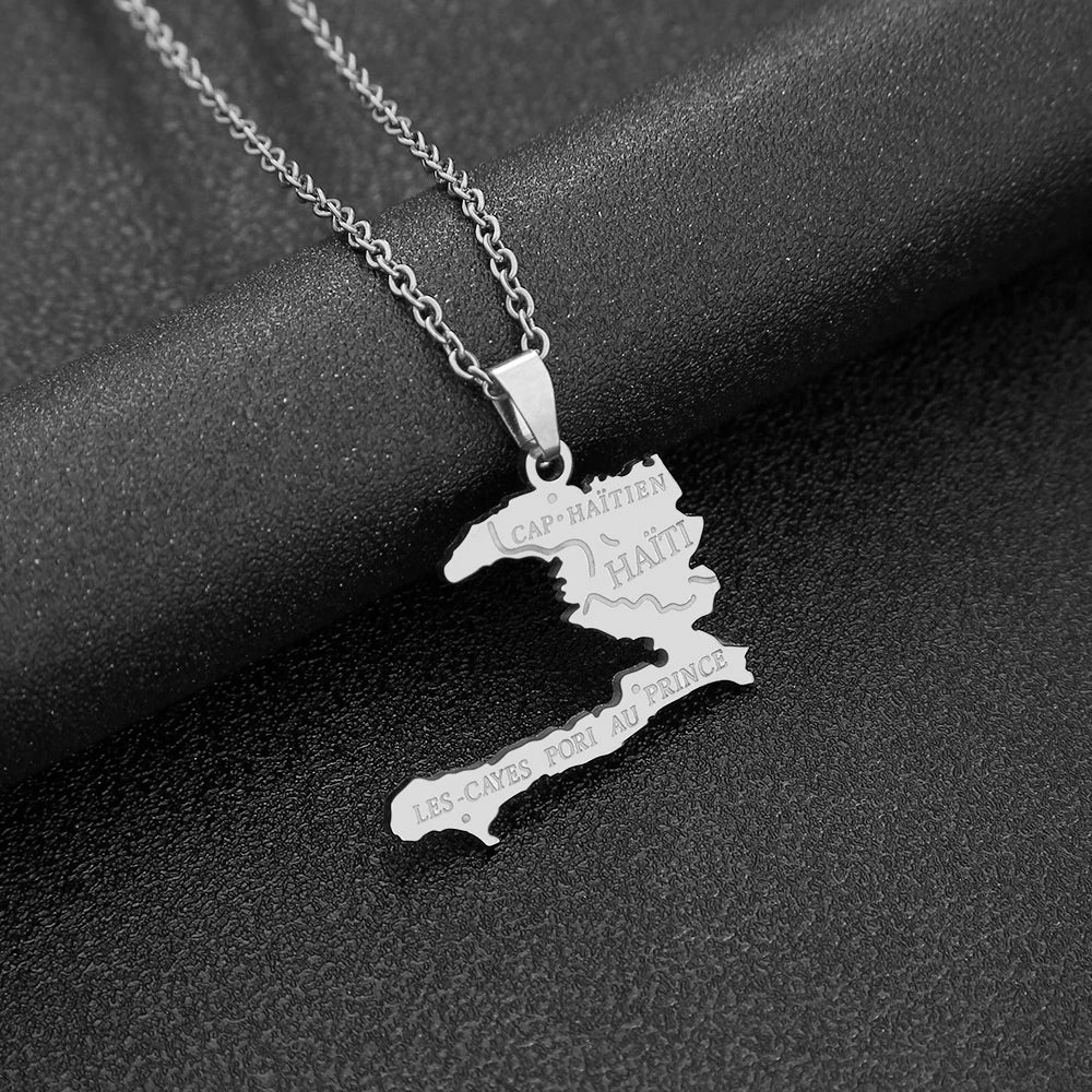 Haiti Map Necklace Unisex