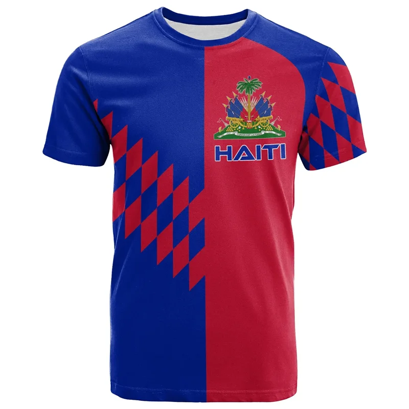 Haiti Flag Pattern T Shirt