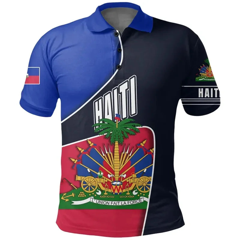 Haiti Flag Polo Shirt For Men