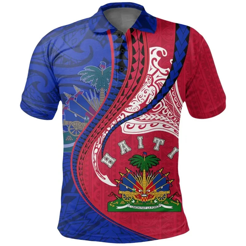 Haiti Flag Polo Shirt For Men
