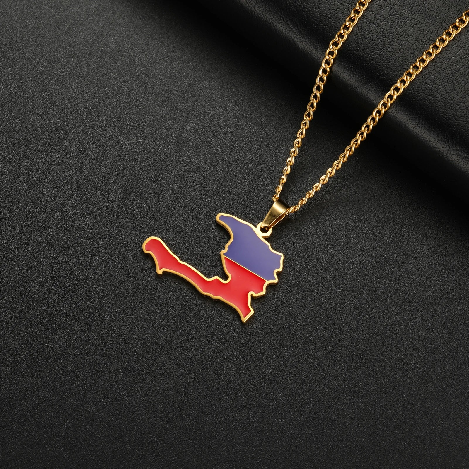 Haiti Map Color  Necklace Women/ Men