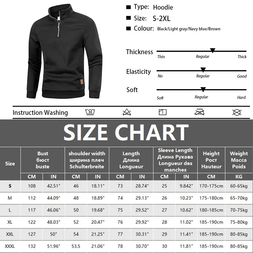 Men's Quarter Zip Up Long SleeveSlim