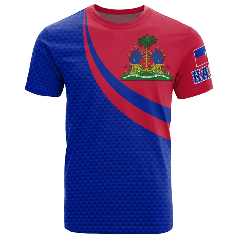 Haiti Flag Pattern T Shirt