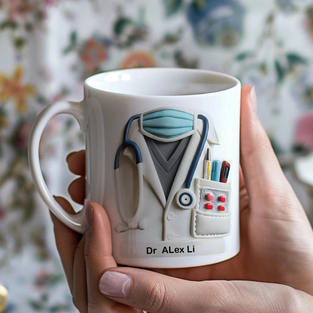 12oz Ceramic Mug for Doctors Nurses - Custom Name