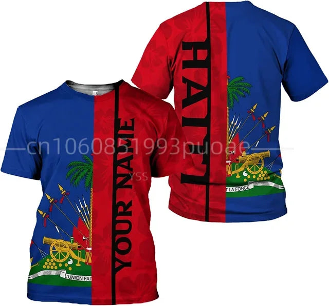 Unisex Haiti National Flag T-shirt  3D print with Custom Name