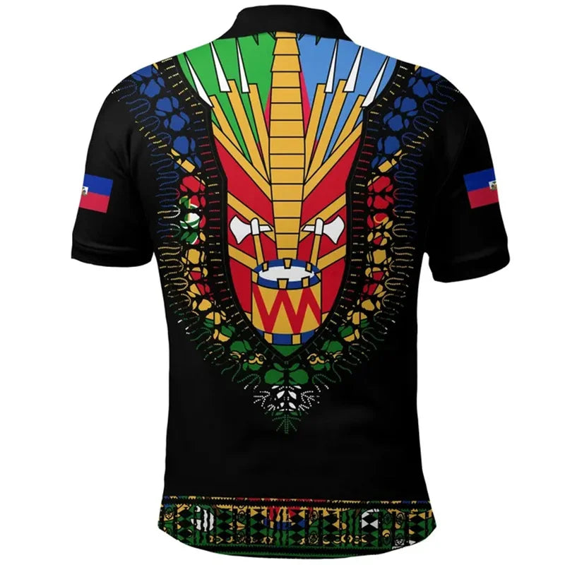 Haiti Flag Polo Shirt For Men
