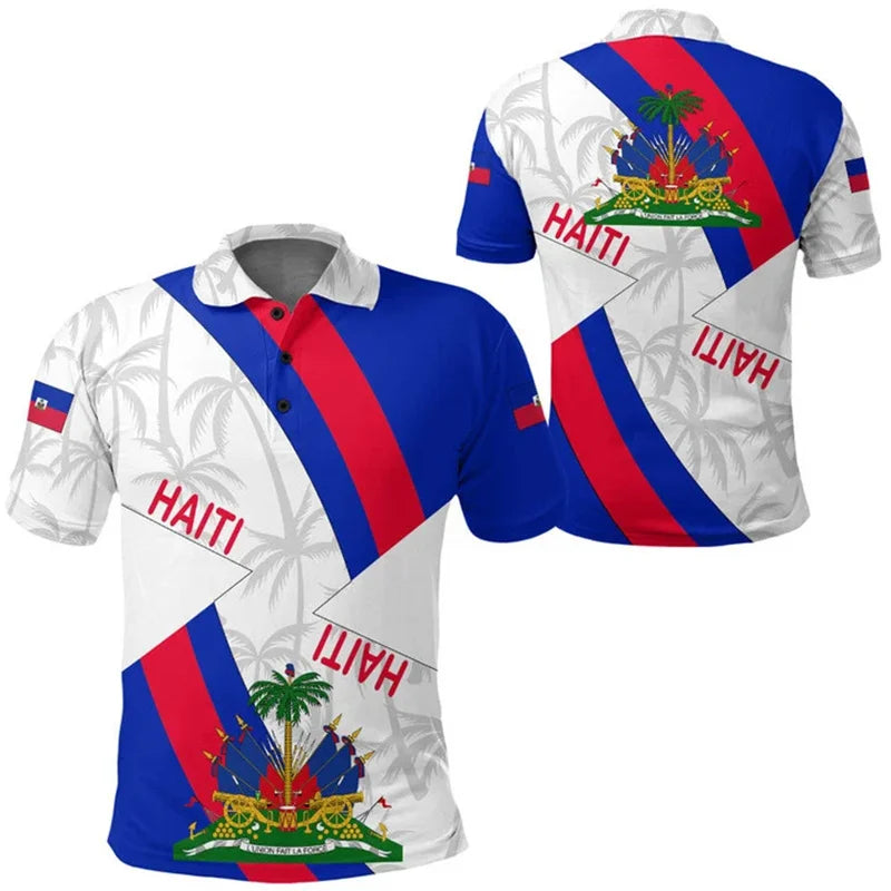 Haiti Flag Polo Shirt For Men