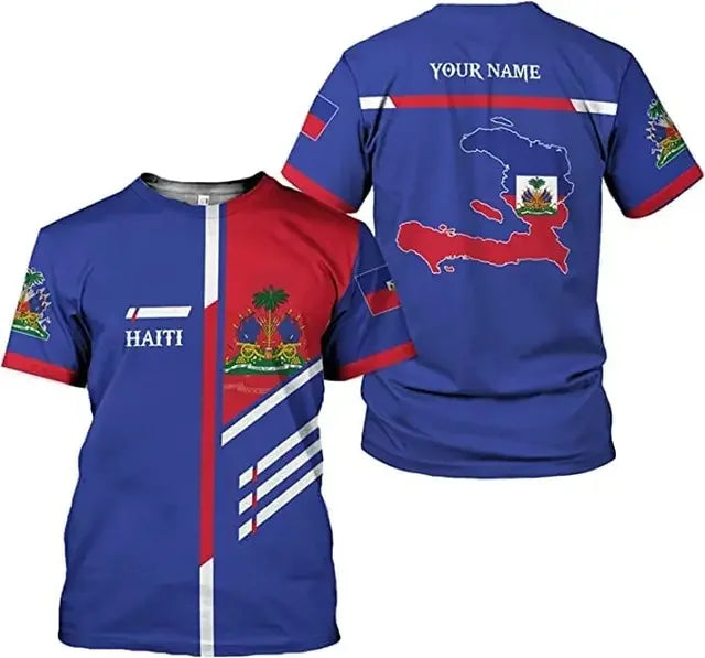 Unisex Haiti National Flag T-shirt  3D print with Custom Name