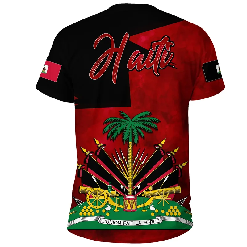 Haiti Flag Pattern T Shirt