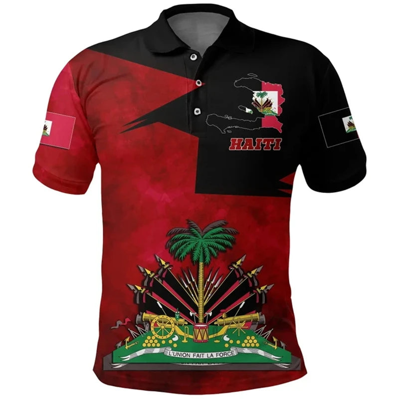Unisex Haiti Flag Polo Shirts