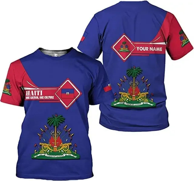 Unisex Haiti National Flag T-shirt  3D print with Custom Name