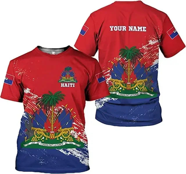 Unisex Haiti National Flag T-shirt  3D print with Custom Name